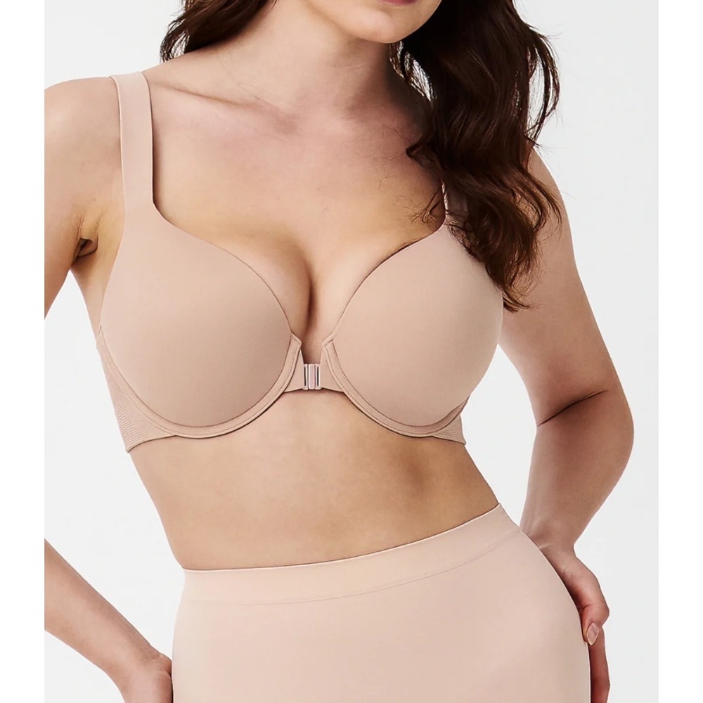 Spanx Full Coverage Bra Size 40DD Nude Beige‎ NWT NWT Front Clasp SpanxSmooth